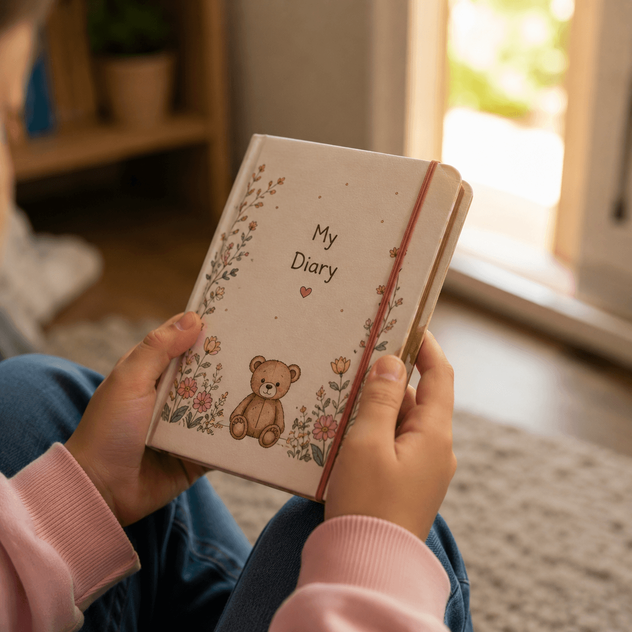 A child holding the daily parent diary at home time